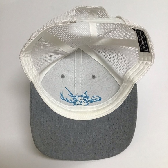 Get Reel Snapback Fishing Hat Cap Mesh Back Marlin Gray Aqua Blue Deep Sea FL - Picture 3 of 14